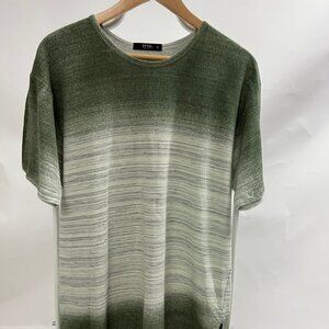 EPTM Men's Basic Curved Drop Cut Striped Short Sleeve Tee Olive